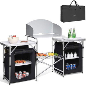 Cucina Da Campeggio Pieghevole In Alluminio Con Cucinotto Con Paravento Nero
