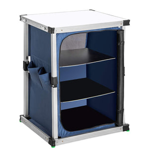 Mobile Cucina da Campeggio Armadietto Pieghevole in Metallo e Tessuto 3 Ripiani