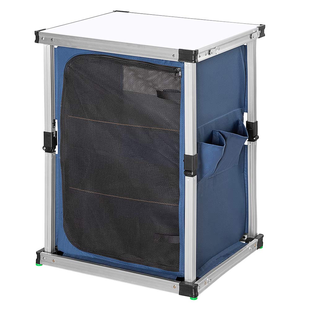 Mobile Cucina da Campeggio Armadietto Pieghevole in Metallo e Tessuto 3 Ripiani