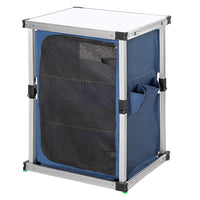 Mobile Cucina da Campeggio Armadietto Pieghevole in Metallo e Tessuto 3 Ripiani