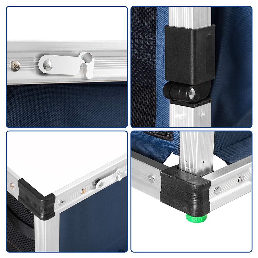 Mobile Cucina da Campeggio Armadietto Pieghevole in Metallo e Tessuto 3 Ripiani