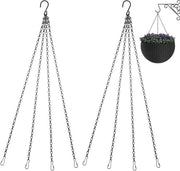 Set di due catenelle per piante, catenella metallica, portapianta, vaso di fiori, catenella metallica a 3 fili, sostitutiva di catenella con anello e clip per vasi di fiori, gabbie per uccelli e recipienti per piante, nero