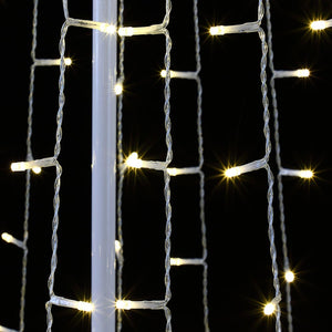 Albero Natale Luminoso 224cm 592 LED Bianco Caldo 8 Giochi Luce Metallo Esterno