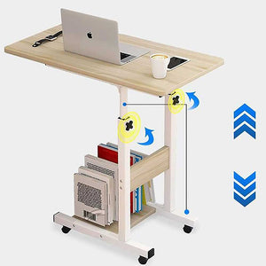 Tavolo Scrivania Porta Pc Computer Regolabile Tavolino Letto Divano Ruote Beige