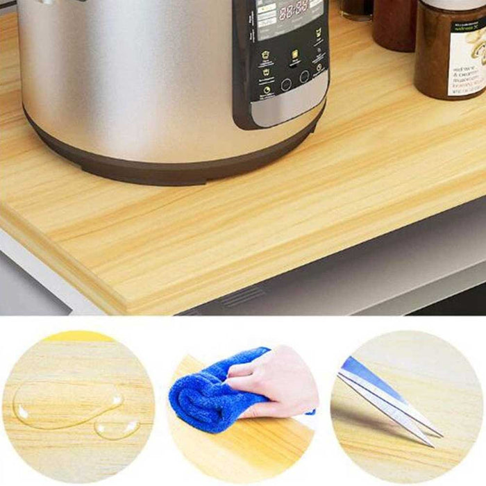 Scaffale Mensola Cucina Mobiletto Porta Microonde Ripiano Metallo Legno Beige