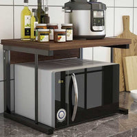 Scaffale Mensola Cucina Mobiletto Porta Microonde con Ripiano Metallo Legno Noce