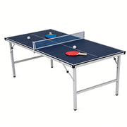 Tavolo da ping pong pieghevole 152,5x76 cm rete 2 racchette palline-Tavolo tennis portatile preassemblato salvaspazio