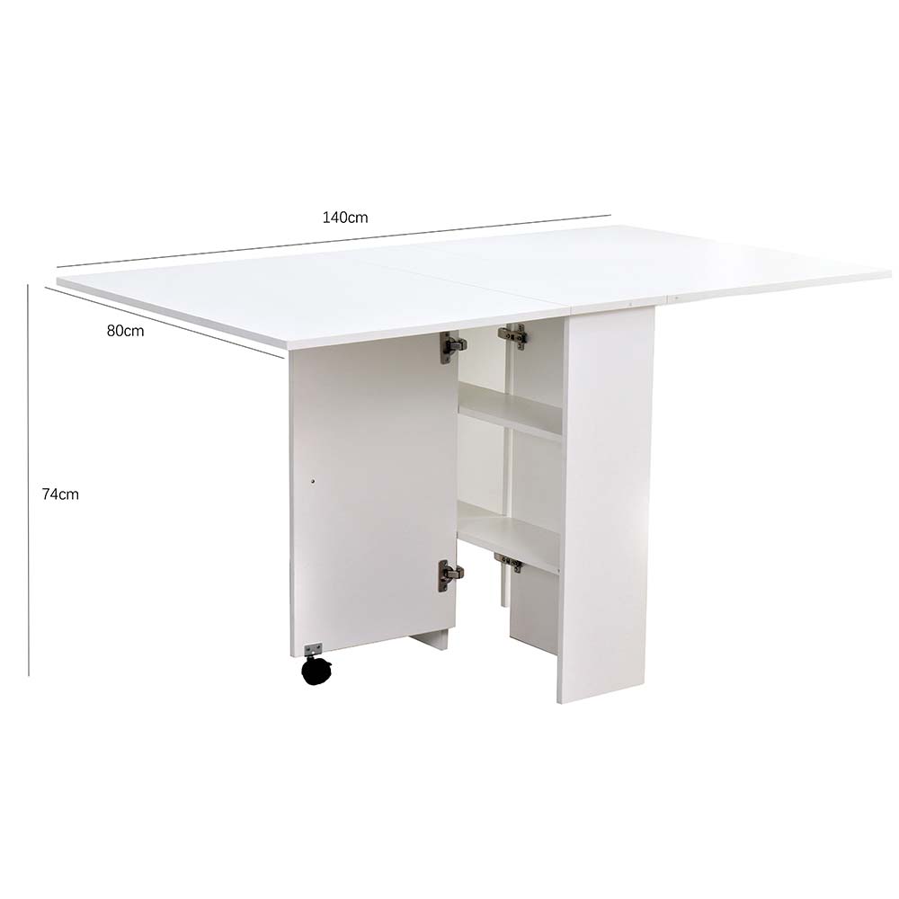 Tavolo Pranzo Salvaspazio Scrivania Richiudibile Allungabile a Scomparsa Bianco