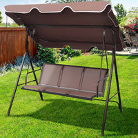 Dondolo da Giardino terrazzo Acciaio e Tessuto Tetto Reclinabile Grigio Marrone