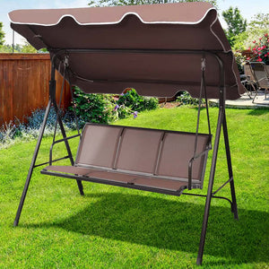 Dondolo da Giardino terrazzo Acciaio e Tessuto Tetto Reclinabile Grigio Marrone