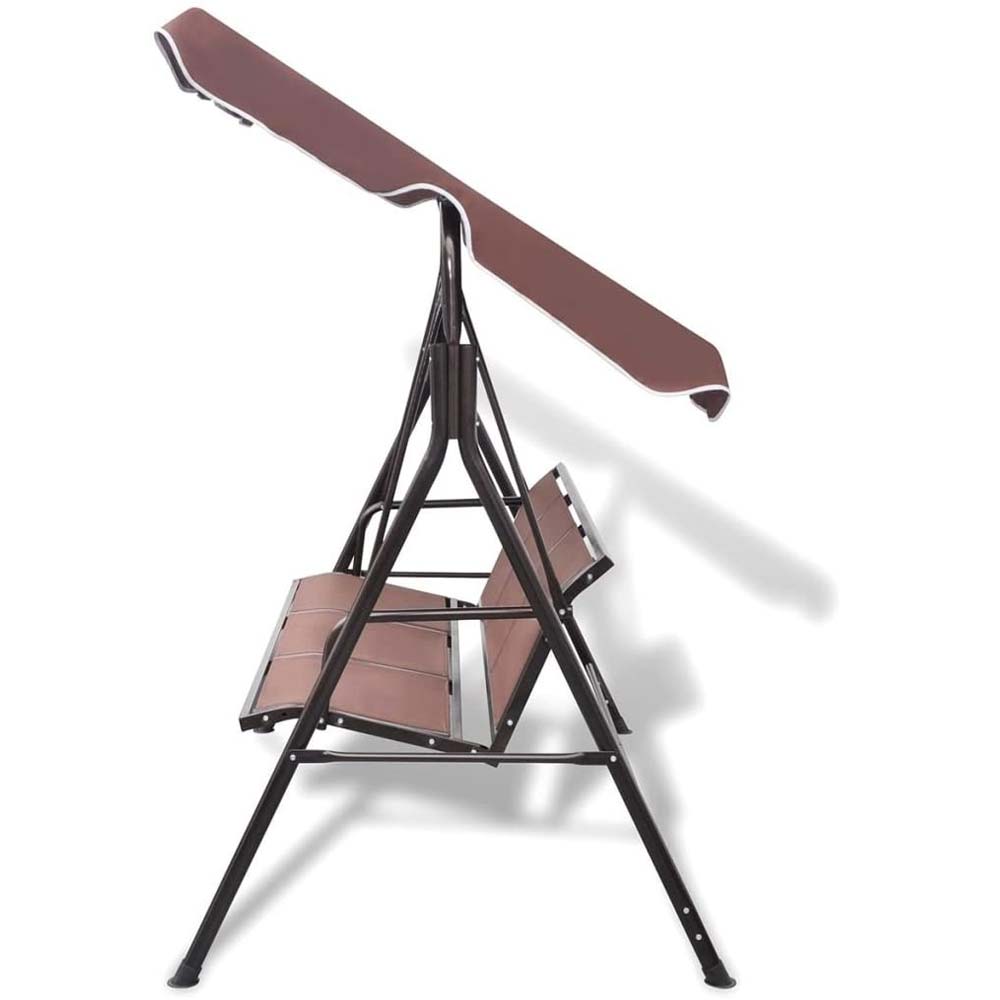 Dondolo da Giardino terrazzo Acciaio e Tessuto Tetto Reclinabile Grigio Marrone