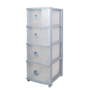 Cassettiera in Plastica Pratika Slim Plus 4 Cassetti Grigio 37,5 x 28,5 x 80 cm