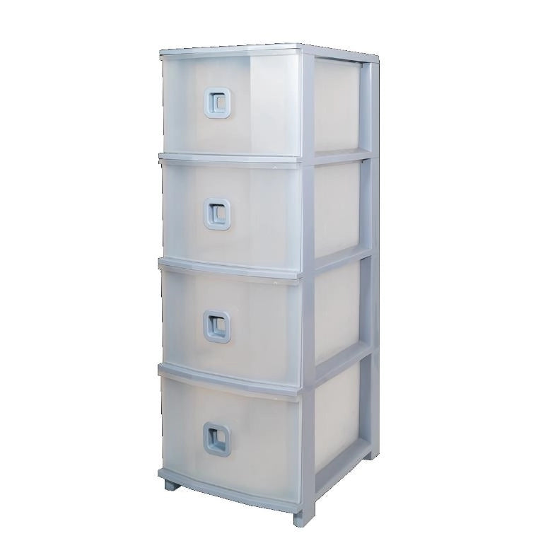 Cassettiera in Plastica Pratika Slim Plus 4 Cassetti Grigio 37,5 x 28,5 x 80 cm