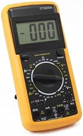 Multimetro Digitale DT9205A – Display LCD Chiaro, Protezione in Gomma | Misurazioni DC/AC, Resistenza, Capacità