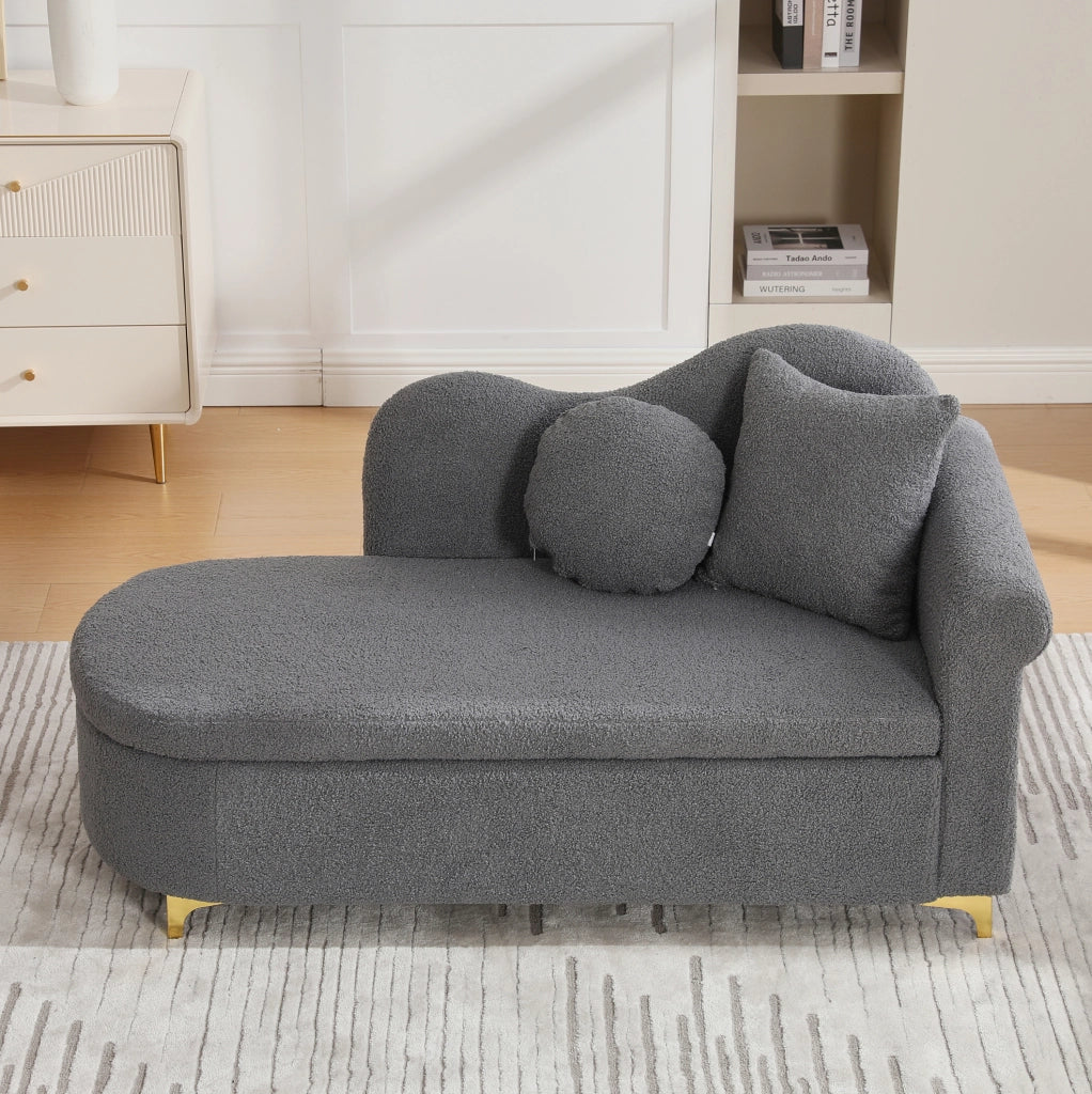 Chaise longue con contenitore 134 cm grigio antico