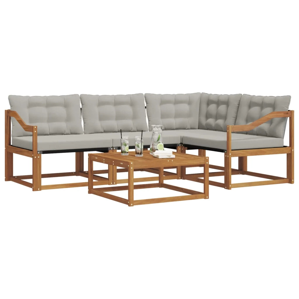 Set di divani da esterno 5 pcs Grigio Naturale e Chiaro 3369442