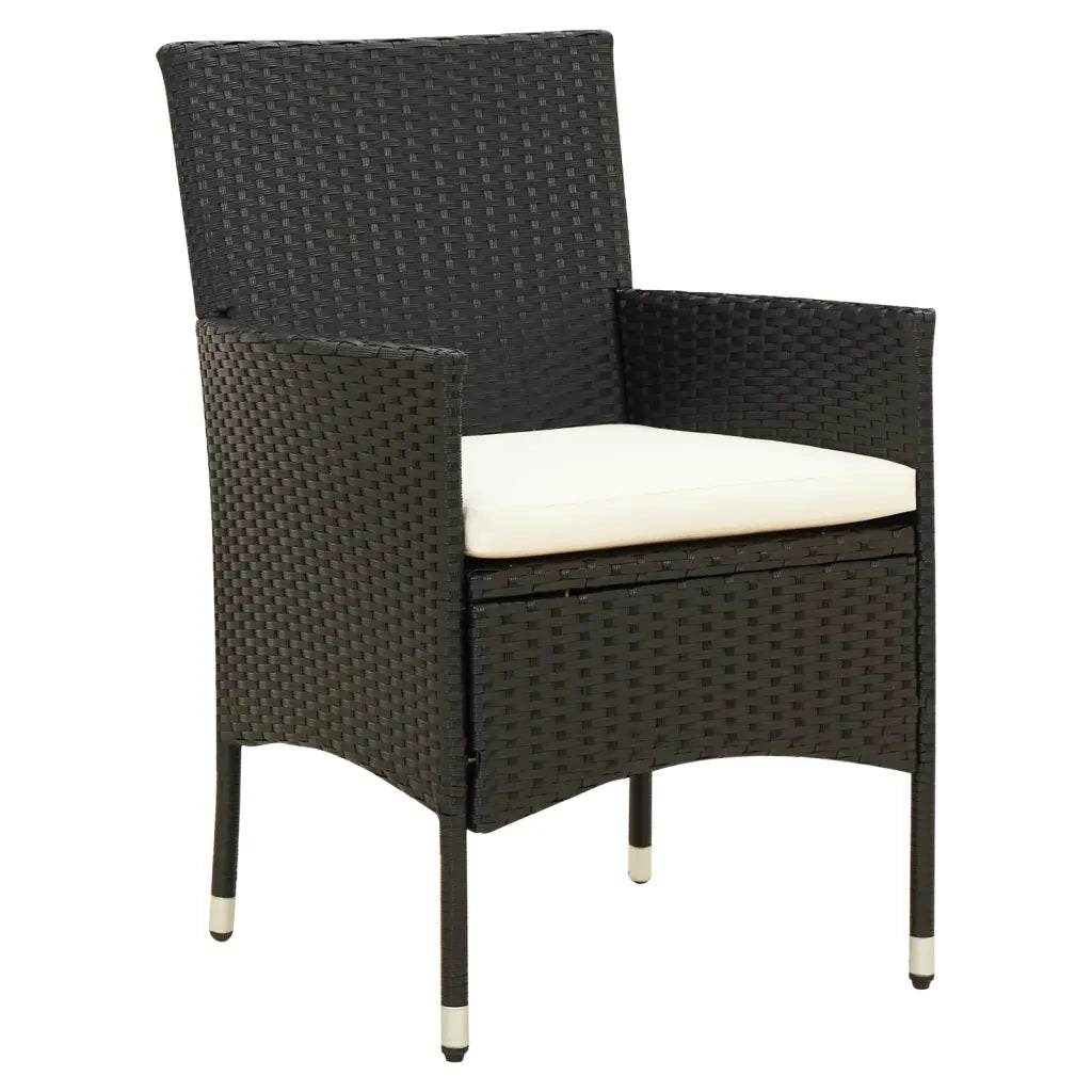 Set da Pranzo da Giardino 7 pz con Cuscini in Polyrattan Nero 3094829