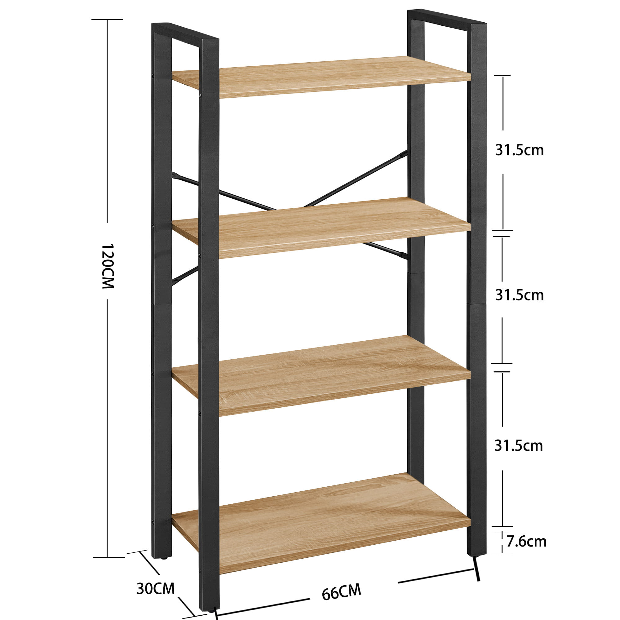 Libreria VALORA con 4 ripiani, colore Sonoma, design stabile LLS060B11