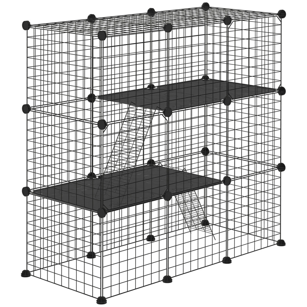 Gabbia per Animali Domestici 31 Pannelli ¨C zephmum ¨C Nero 105x45x105 cm