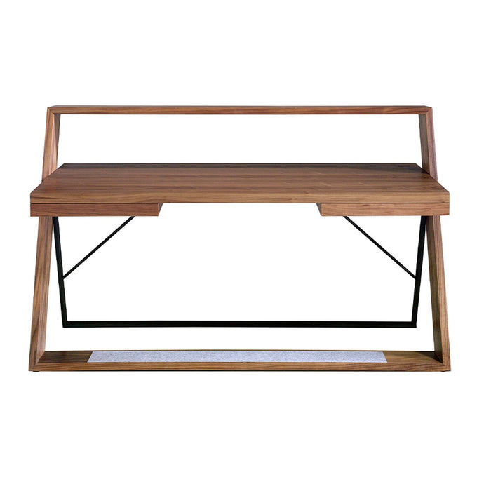 Scrivania in noce e acciaio nero