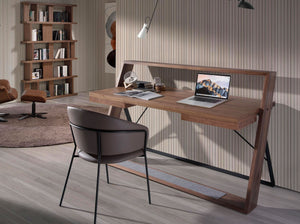 Scrivania in noce e acciaio nero