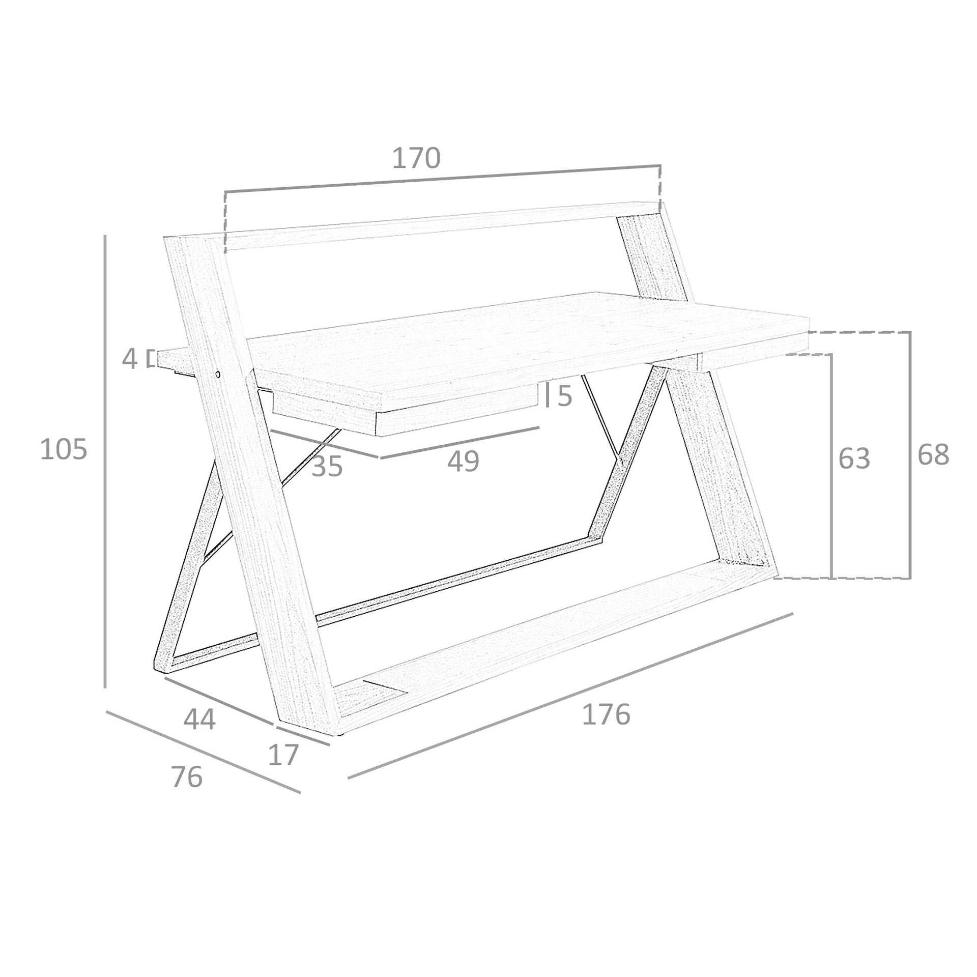 Scrivania in noce e acciaio nero