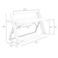 Scrivania in noce e acciaio nero