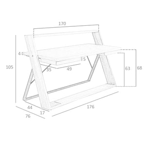 Scrivania in noce e acciaio nero