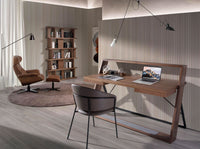 Scrivania in noce e acciaio nero