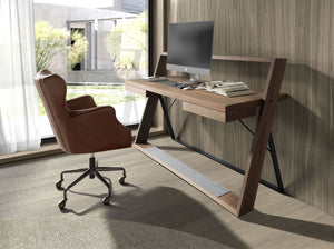 Scrivania in noce e acciaio nero