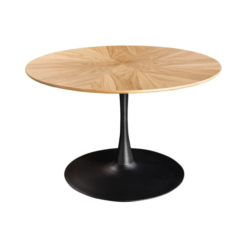 Tavolo da pranzo SOREN – Impiallacciatura di quercia e metallo – 120 cm – Rotondo – Stile moderno