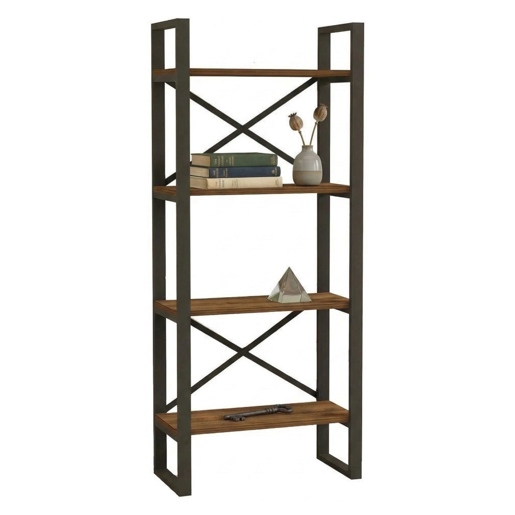 Biblioteca Framur, Libreria 4 Ripiani, 66x32x150h cm Marrone Noce