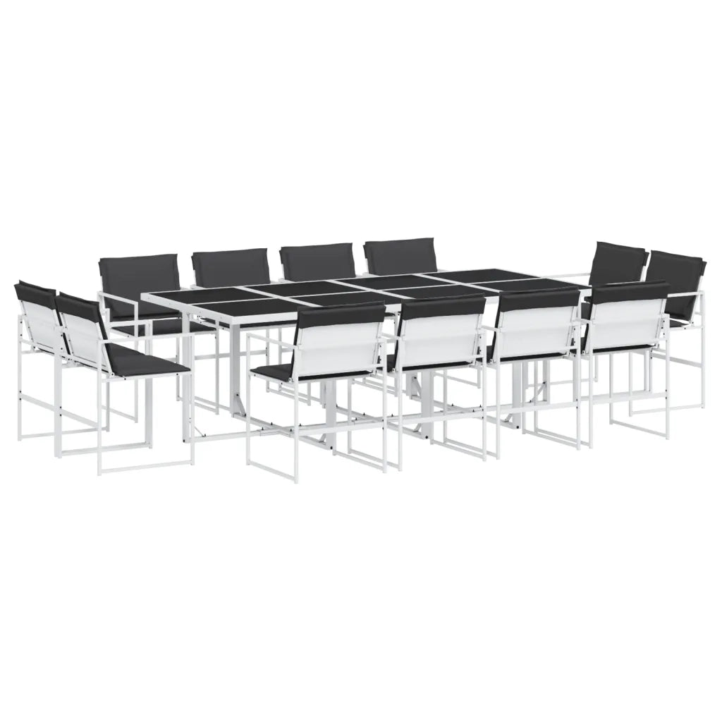 Set da Pranzo da Giardino 13 pz con Cuscini Bianco in Textilene 3295110