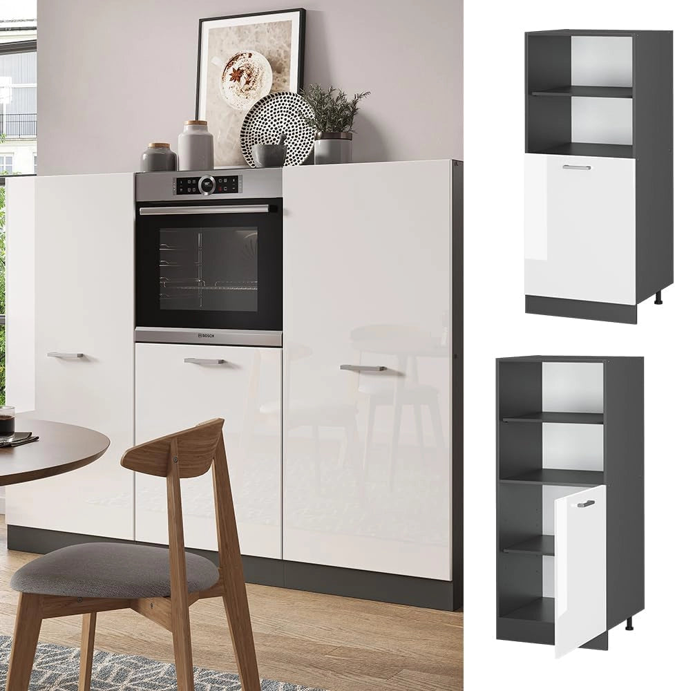 Mobile per forno da incasso R-Line, Bianco lucido, 60 cm, per la libera combinazione all'interno di sistemi cucina modulari