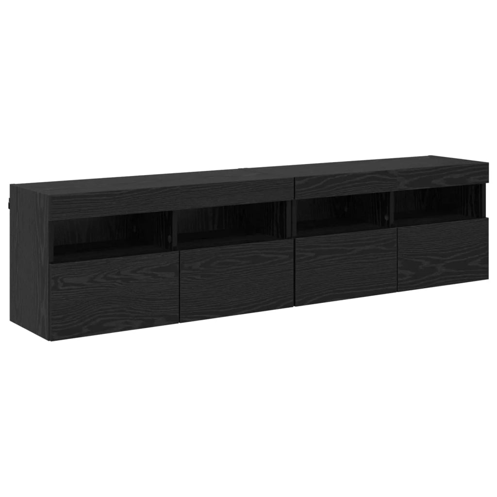 Mobile Porta TV 4 pz-Credenza per TV Rovere Nero Legno multistrato 597699