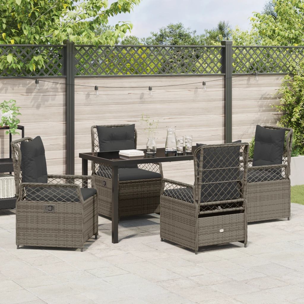 Set di mobili da pranzo da giardino 5 pezzi in polyrattan grigio