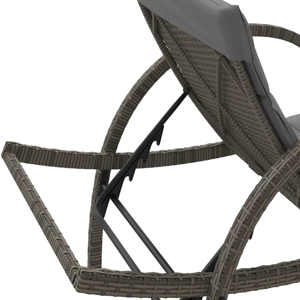 Lettino Prendisole | Sdraio da giardino | Lettino da sole con Cuscino Grigio 60x199x42cm in Polyrattan