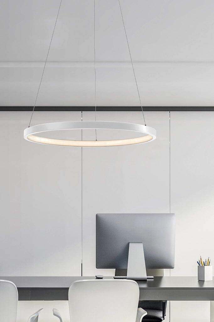 ZERUM Sospensione LED 45W 3000K Bianco - Lampada Anello in Alluminio IP20 Design Minimale per Ambienti Moderni - Rossini Group