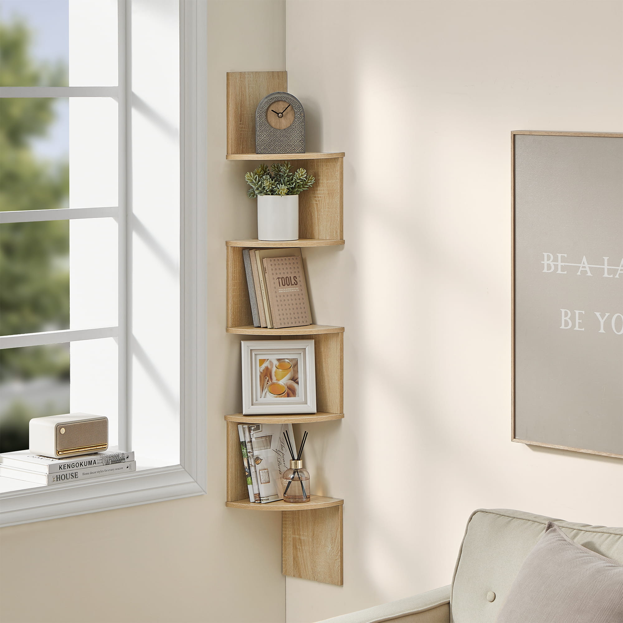 Mensola angolare Valora Sonoma a 5 ripiani in truciolare nobilitato