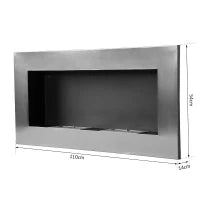 Camino a Bioetanolo da Parete Realizzato in Acciaio Inox con 2 Bruciatori 0.9LT 110 x 54 x 14cm