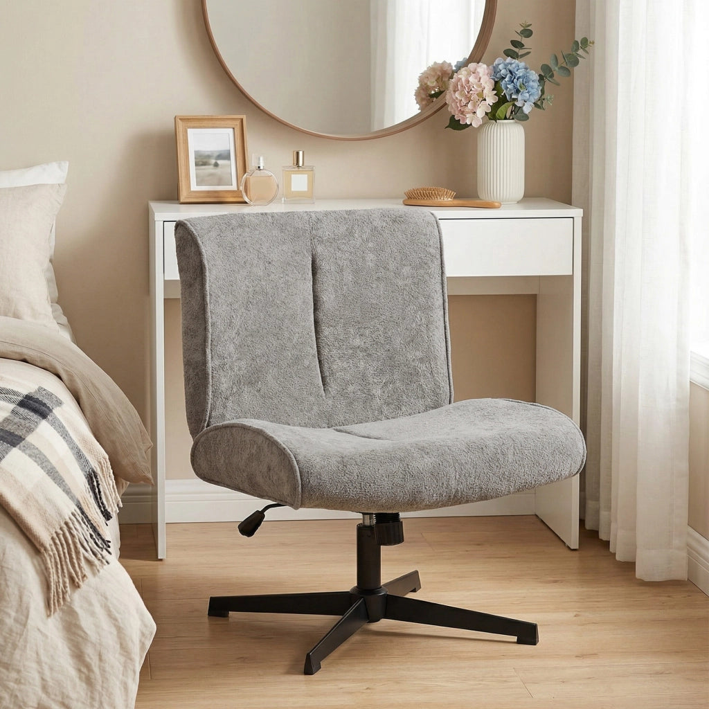 Poltrona girevole in velluto reclinabile ¨C zephmum ¨C Grigio, 80x90x100
