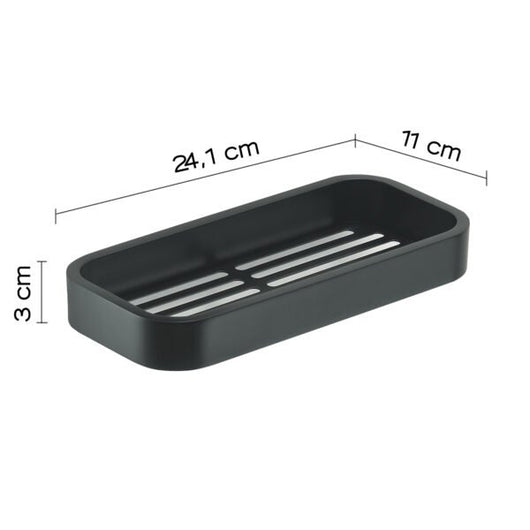 Portaoggetti rettangolare per doccia da muro in ottone, acciaio inox AISI 304 e Cromall 3218 Gedy serie OUTLINE Nero Opa
