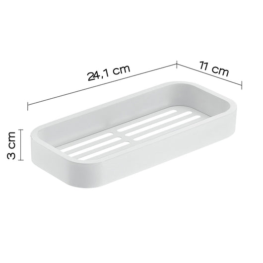 Portaoggetti rettangolare per doccia da muro in ottone, acciaio inox AISI 304 e Cromall 3218 Gedy serie OUTLINE Bianco O