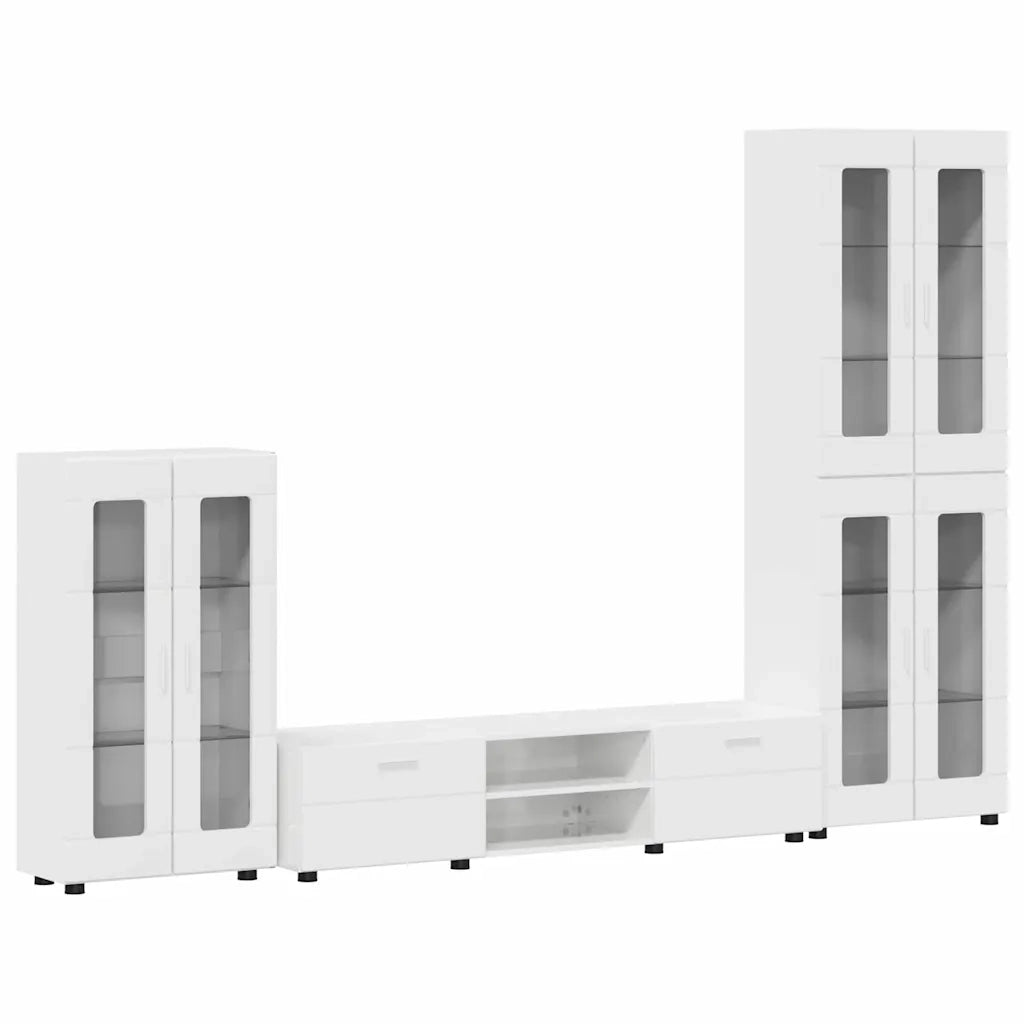 Set mobile TV FLORIN 3 pcs Bianco Lucido Legno multistrato