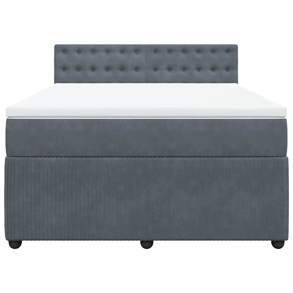 Giroletto a Molle con Materasso Grigio Scuro 160x200 cm Velluto