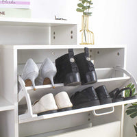 Scarpiera 2 Ante Doppia Profondita + Scaffale Libreria 4 Ripiani Bianco 80x24x90