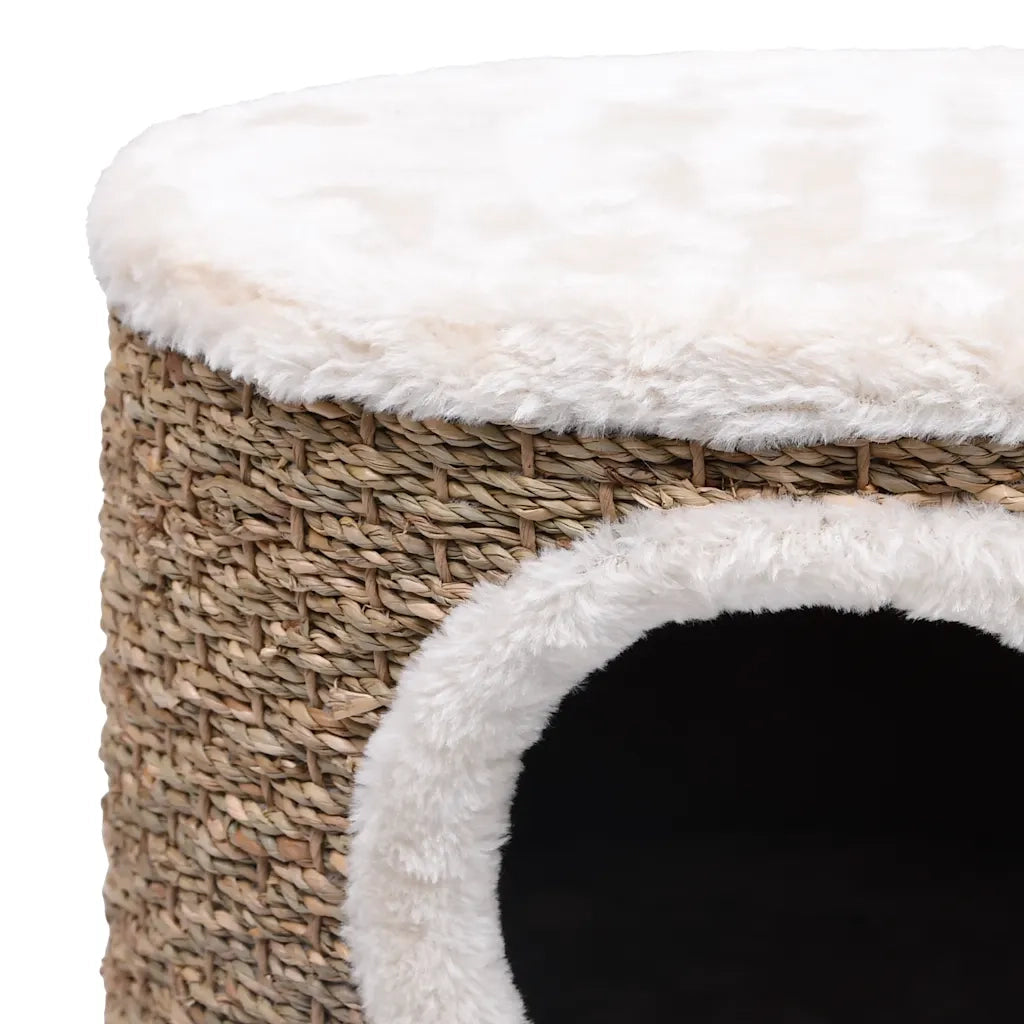 Cuccia per Gatti con Gambe in Legno 41 cm in Giunco CFW6682615