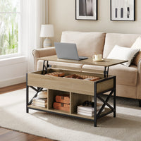 Tavolino da caffè Valora - Rovere Sonoma con piano estensibile e contenitore