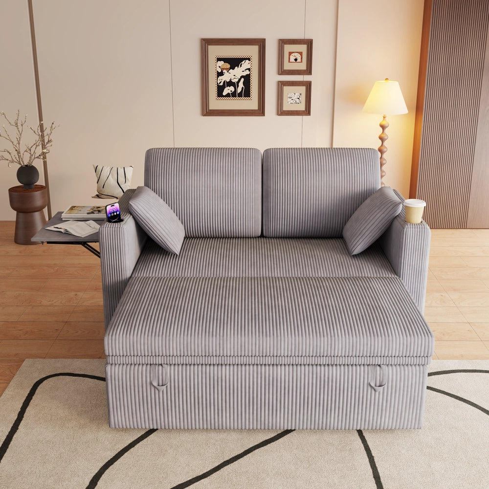 Divano Letto Multifunzione con Schienale Reclinabile e Cuscini ¨C Xylo ¨C Grigio