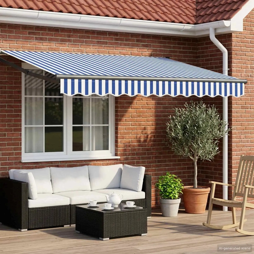 Tettuccio Elettrico Retrattile Blu e Bianco 3,5 x 2 m CFW8346296